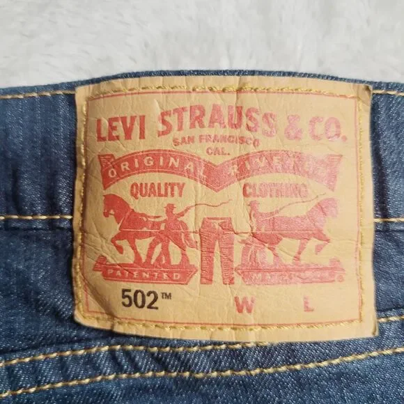 Levi's 502 Jeans Mens 48x32 Blue Wash Tapered Zip Fly Stretch Denim Big & Tall - Picture 11 of 13